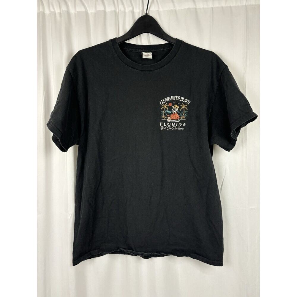 Clearwater Beach Florida Bad To The Bone Souvenir Short Sleeve T-shirt Black L